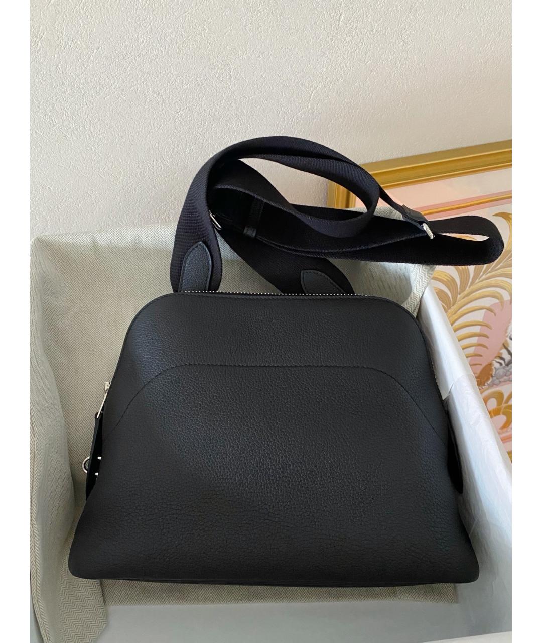 HERMES Черная кожаная сумка через плечо, фото 3