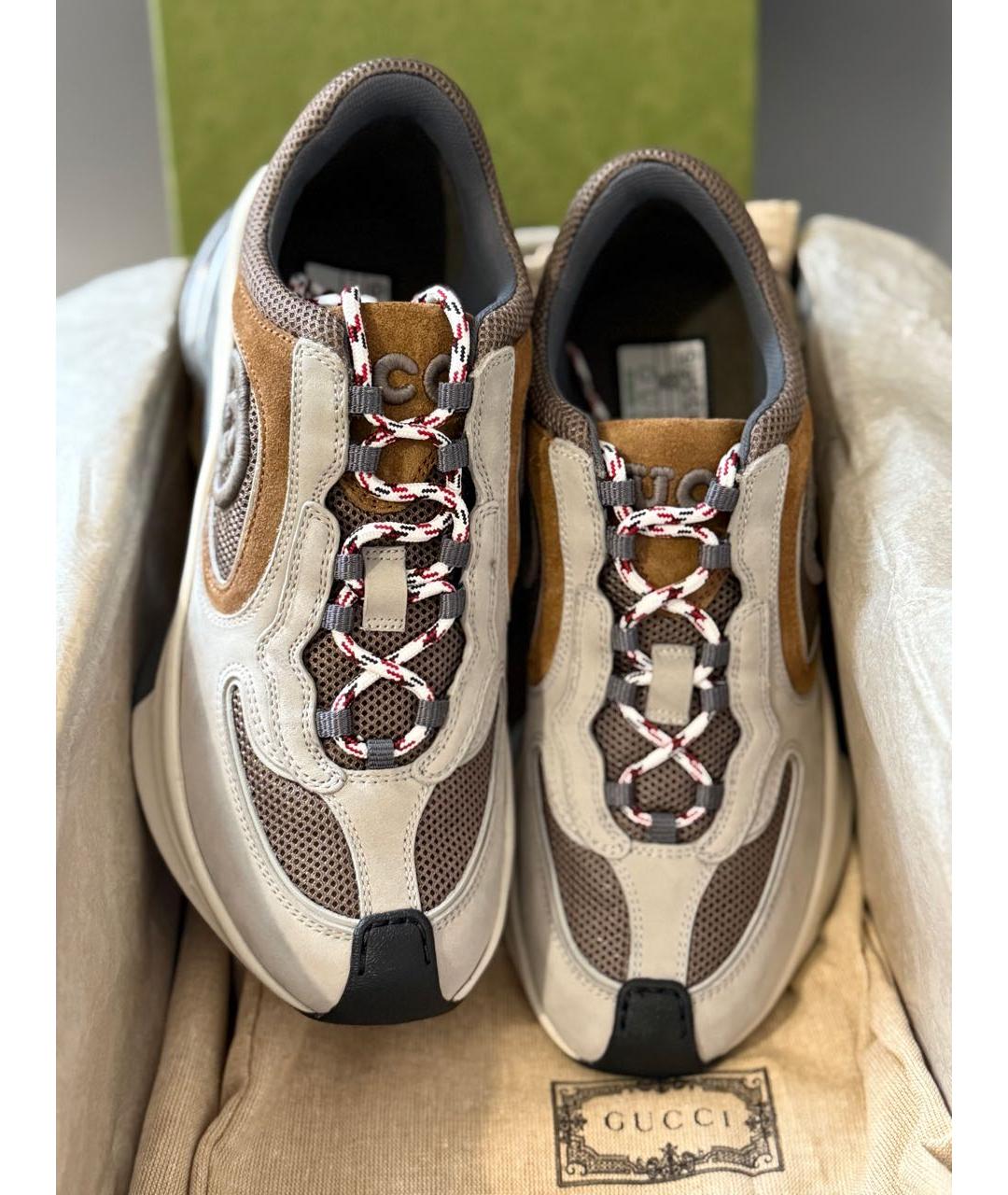 GUCCI Бежевые замшевые кроссовки, фото 2