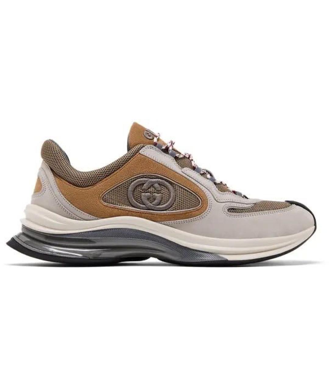 GUCCI Бежевые замшевые кроссовки, фото 9