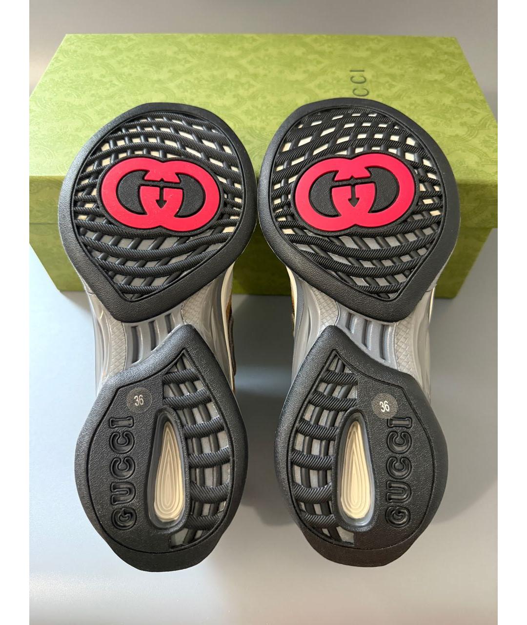 GUCCI Бежевые замшевые кроссовки, фото 8