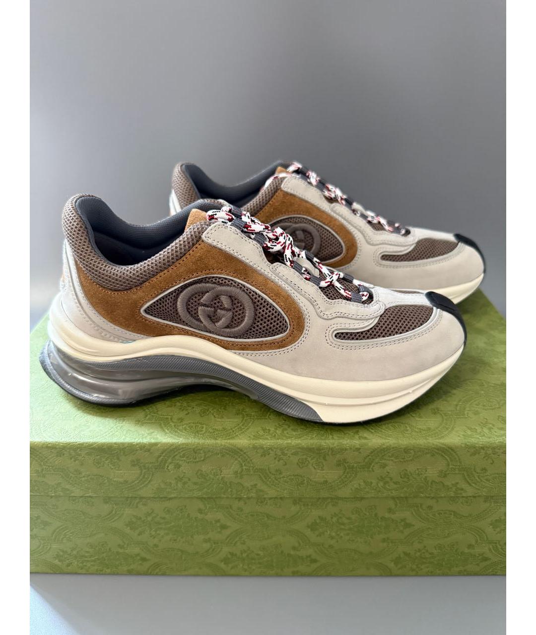 GUCCI Бежевые замшевые кроссовки, фото 3