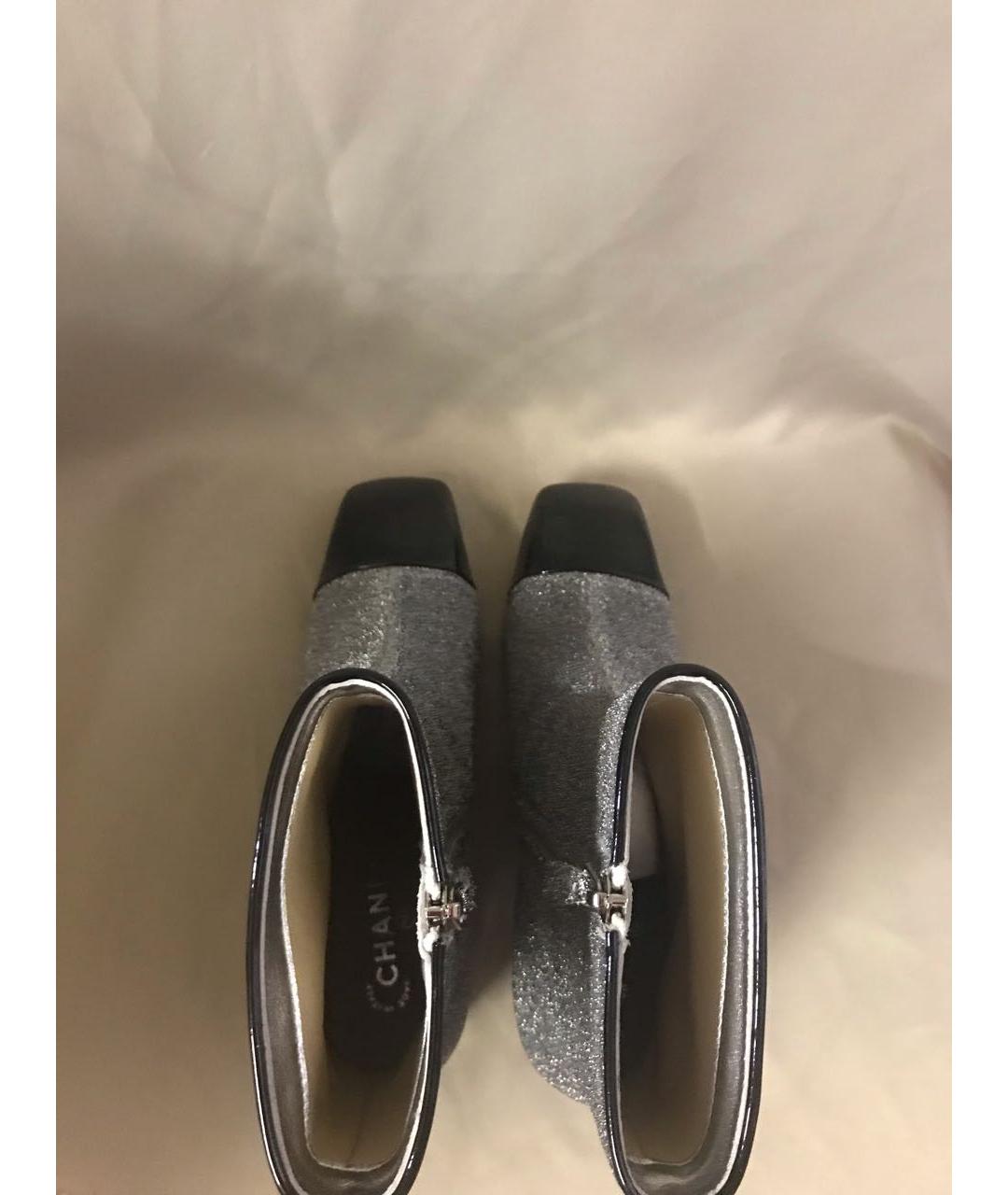 CHANEL Серебряные кожаные ботильоны, фото 3
