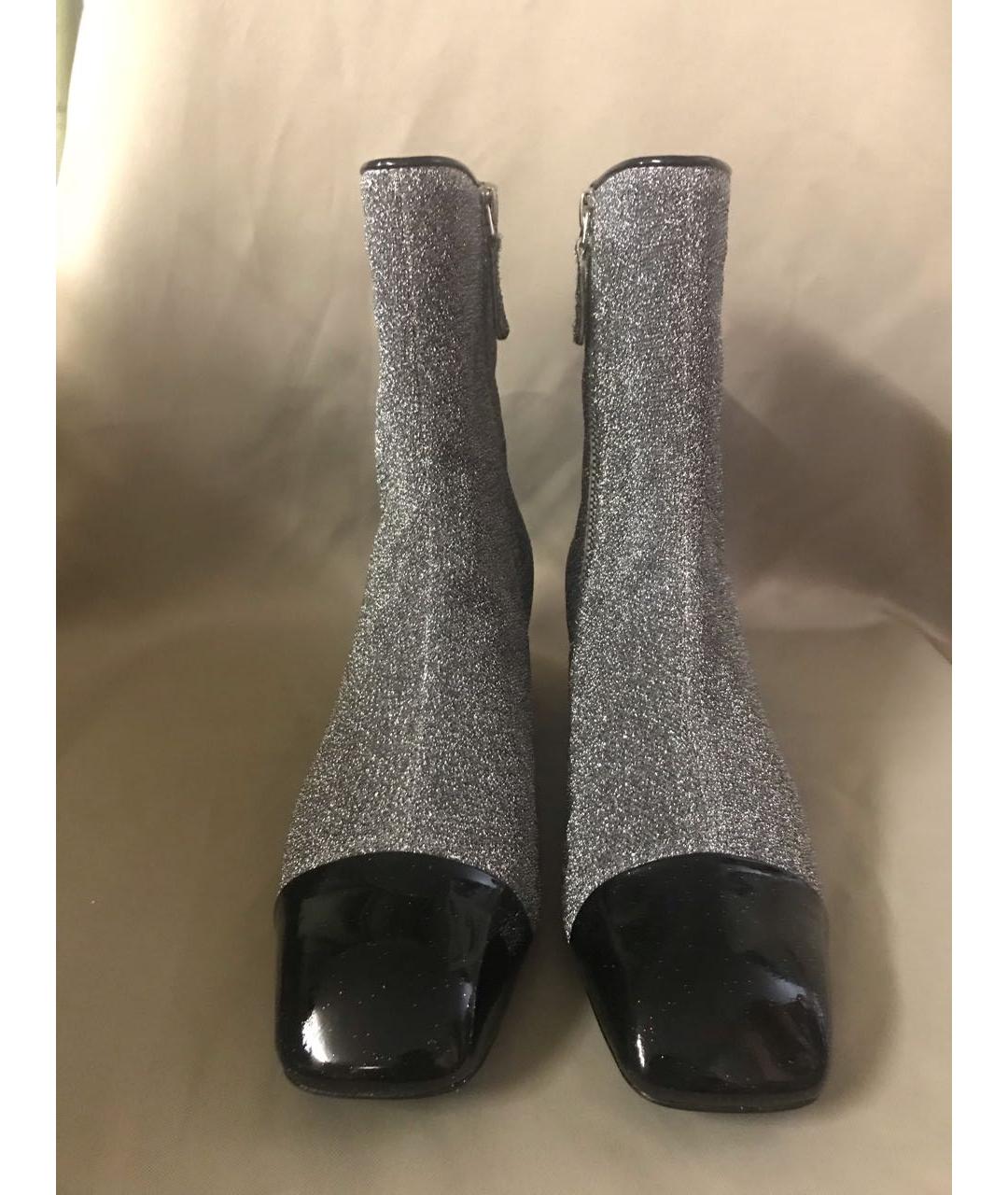 CHANEL Серебряные кожаные ботильоны, фото 2
