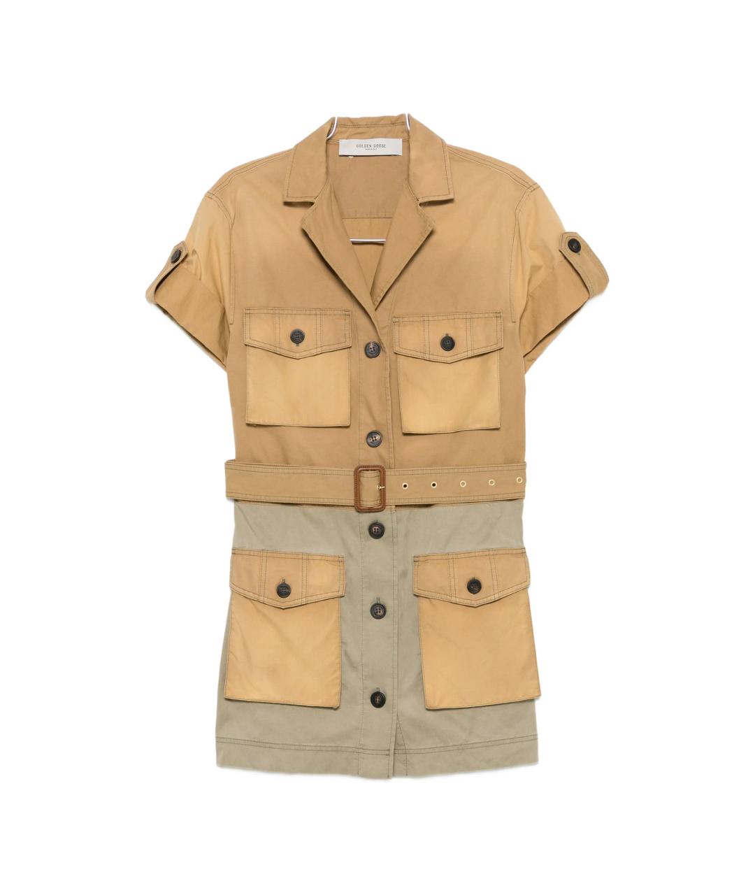 GOLDEN GOOSE DELUXE BRAND Бежевое хлопковое повседневное платье, фото 1