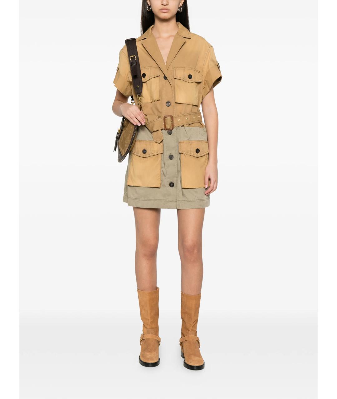 GOLDEN GOOSE DELUXE BRAND Бежевое хлопковое повседневное платье, фото 2