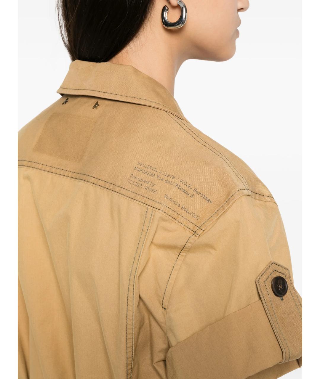 GOLDEN GOOSE DELUXE BRAND Бежевое хлопковое повседневное платье, фото 5