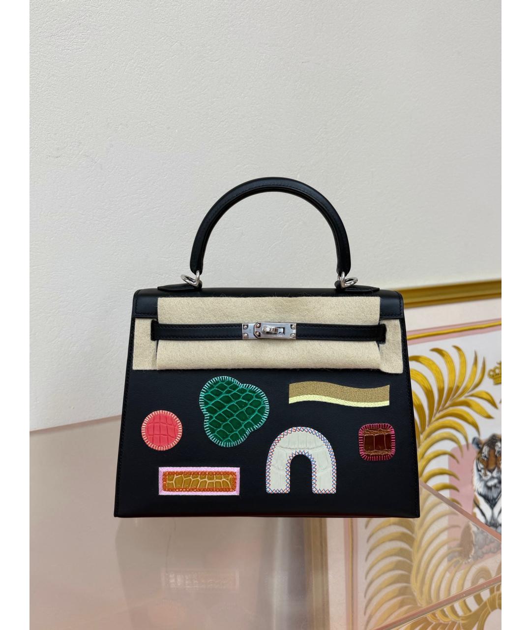 HERMES Черная кожаная сумка с короткими ручками, фото 6