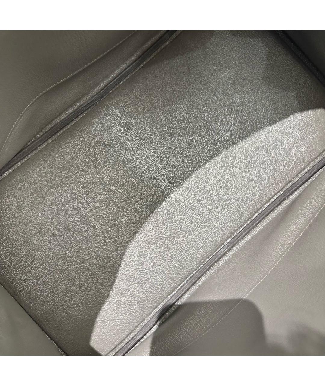 HERMES Серая кожаная сумка с короткими ручками, фото 7