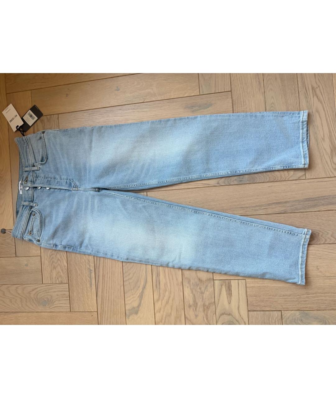 RE/DONE Голубые хлопко-эластановые прямые джинсы, фото 4