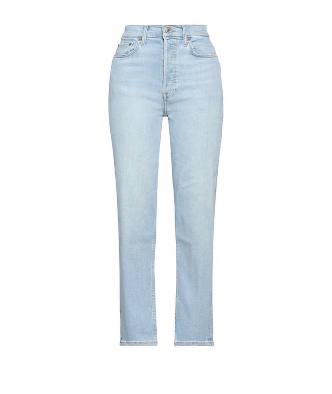 RE/DONE Голубые хлопко-эластановые прямые джинсы, фото 6