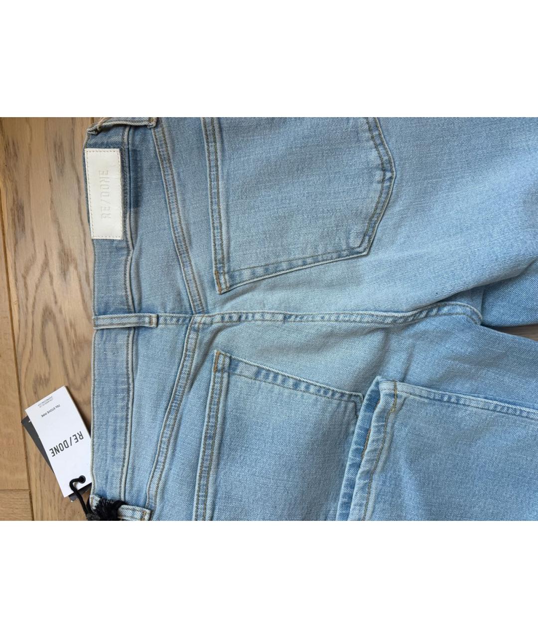 RE/DONE Голубые хлопко-эластановые прямые джинсы, фото 5