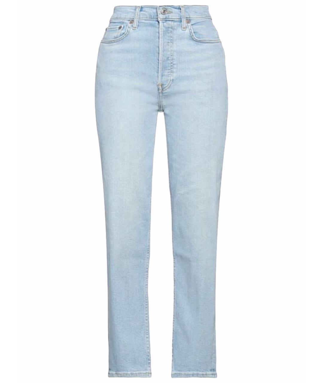 RE/DONE Голубые хлопко-эластановые прямые джинсы, фото 1