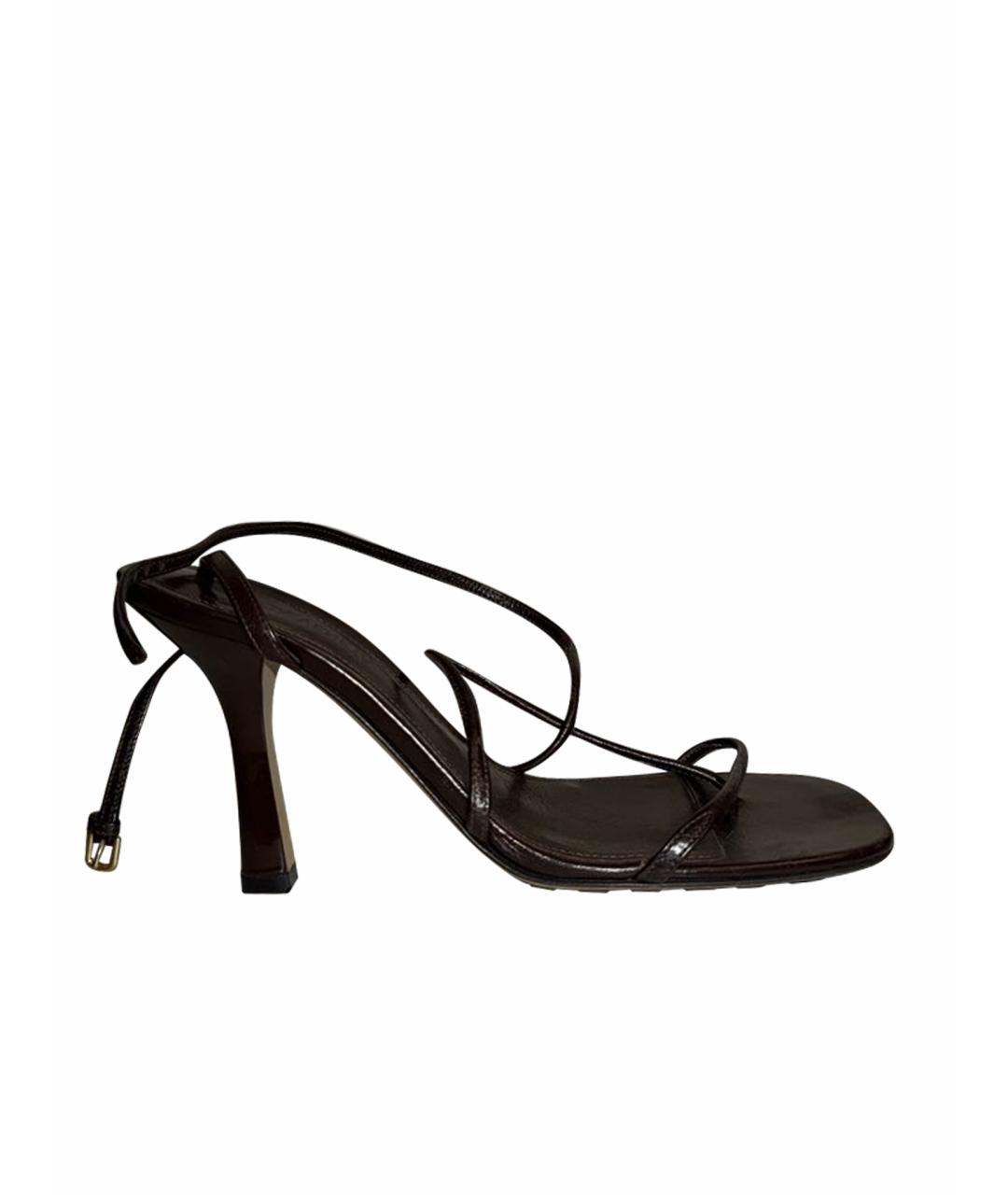 BOTTEGA VENETA Коричневые кожаные босоножки, фото 1