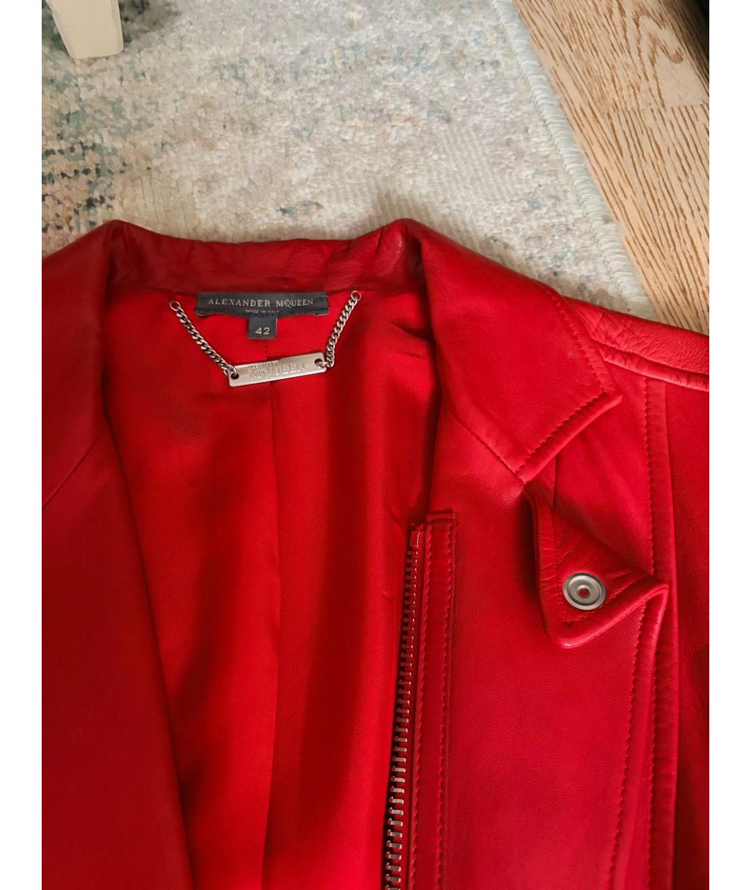 ALEXANDER MCQUEEN Красная кожаная куртка, фото 3