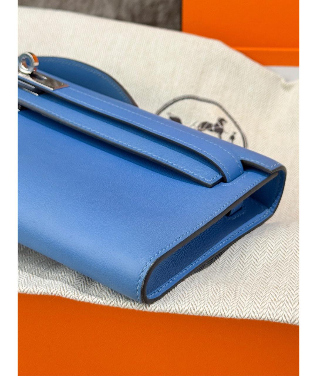HERMES Синяя кожаная сумка тоут, фото 5