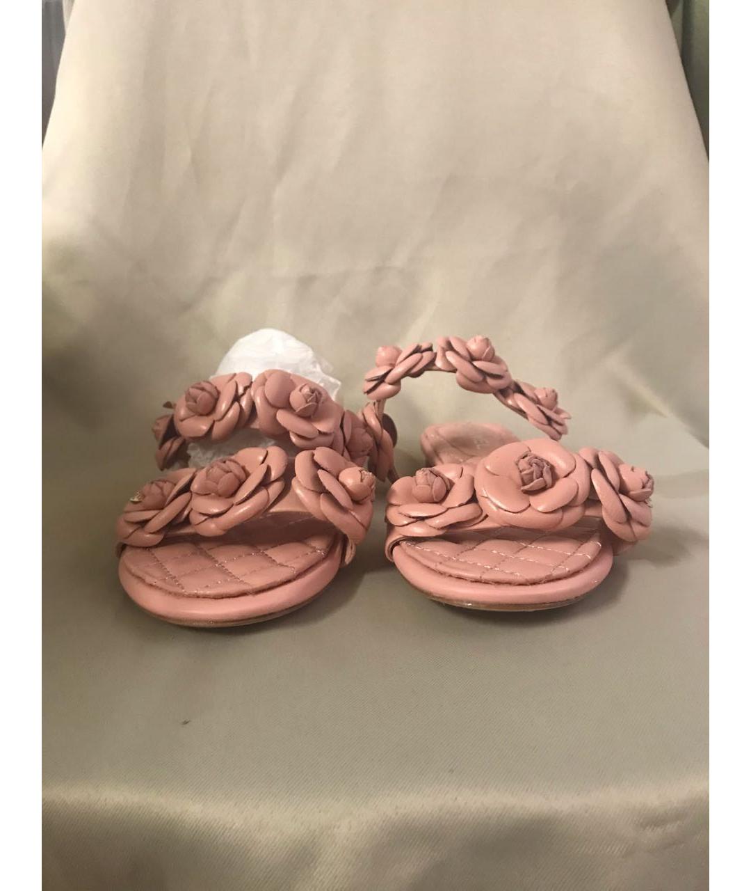 CHANEL Розовые кожаные сандалии, фото 2