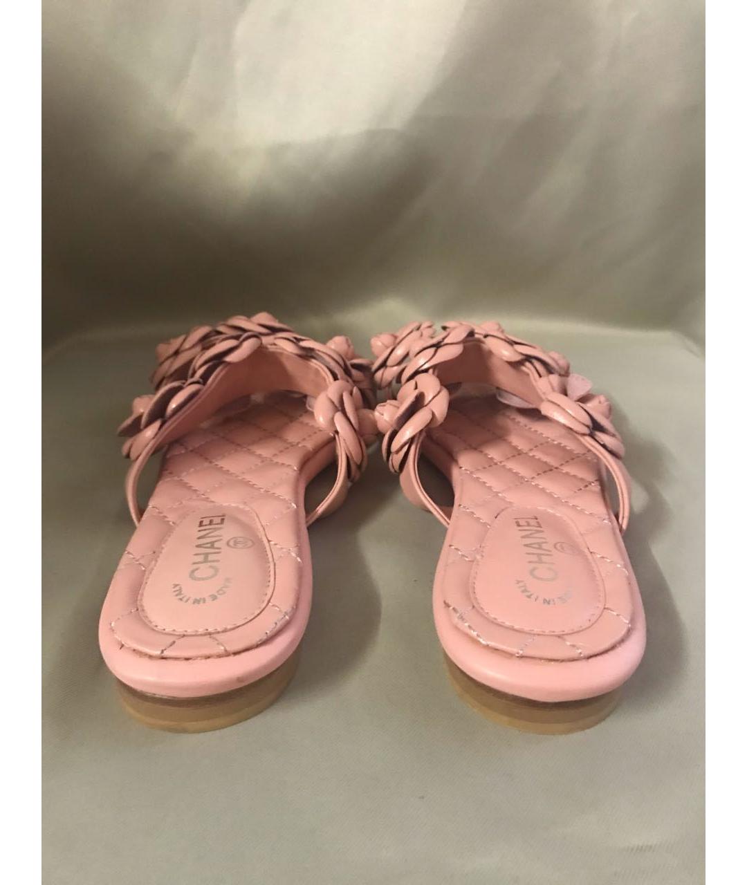 CHANEL Розовые кожаные сандалии, фото 4