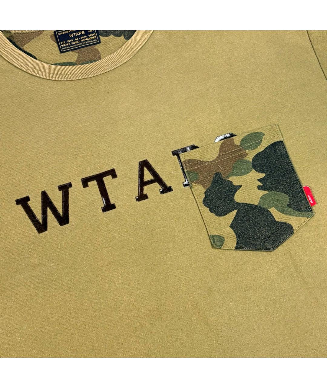 BAPE Хаки хлопковая футболка, фото 3