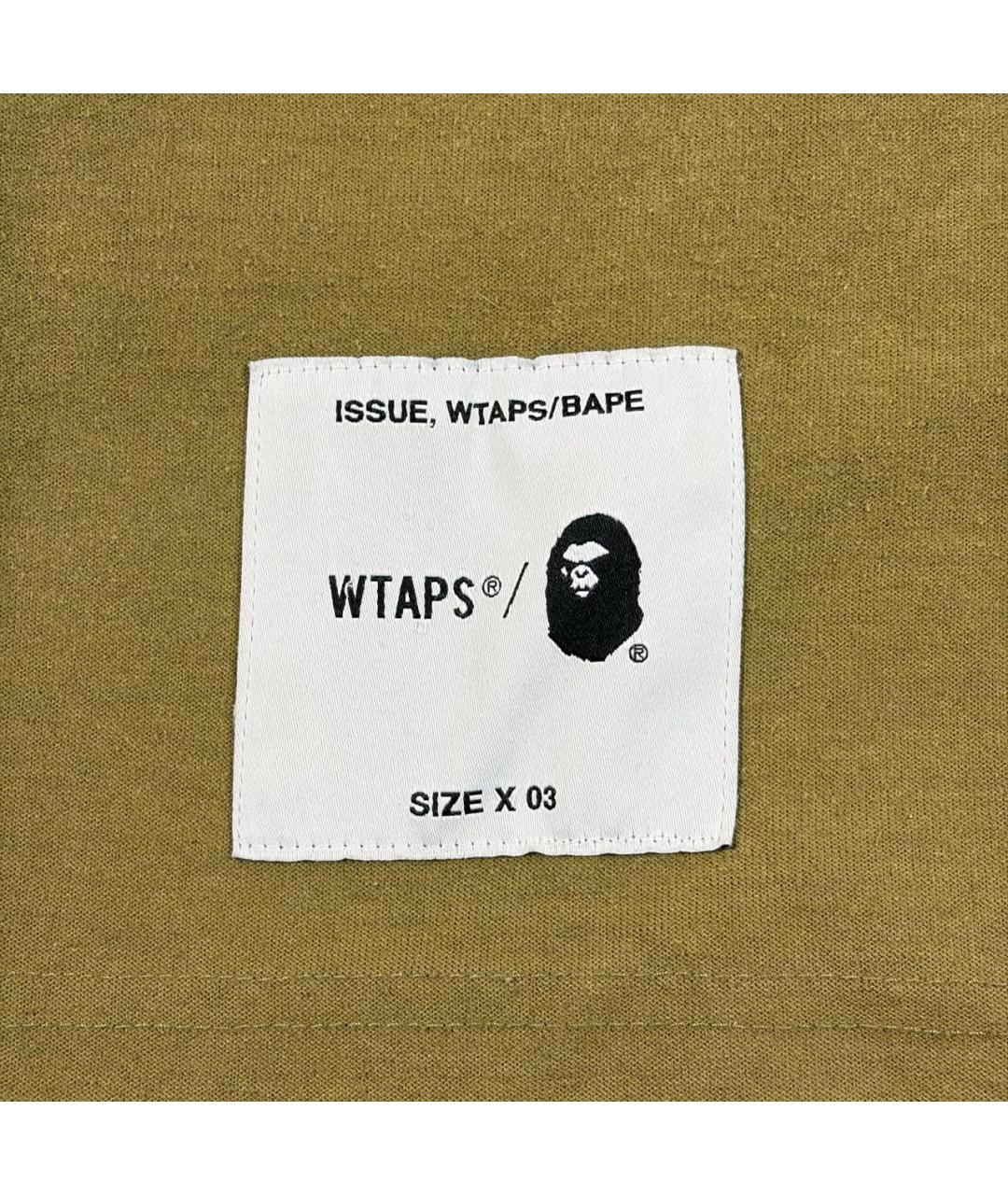 BAPE Хаки хлопковая футболка, фото 4