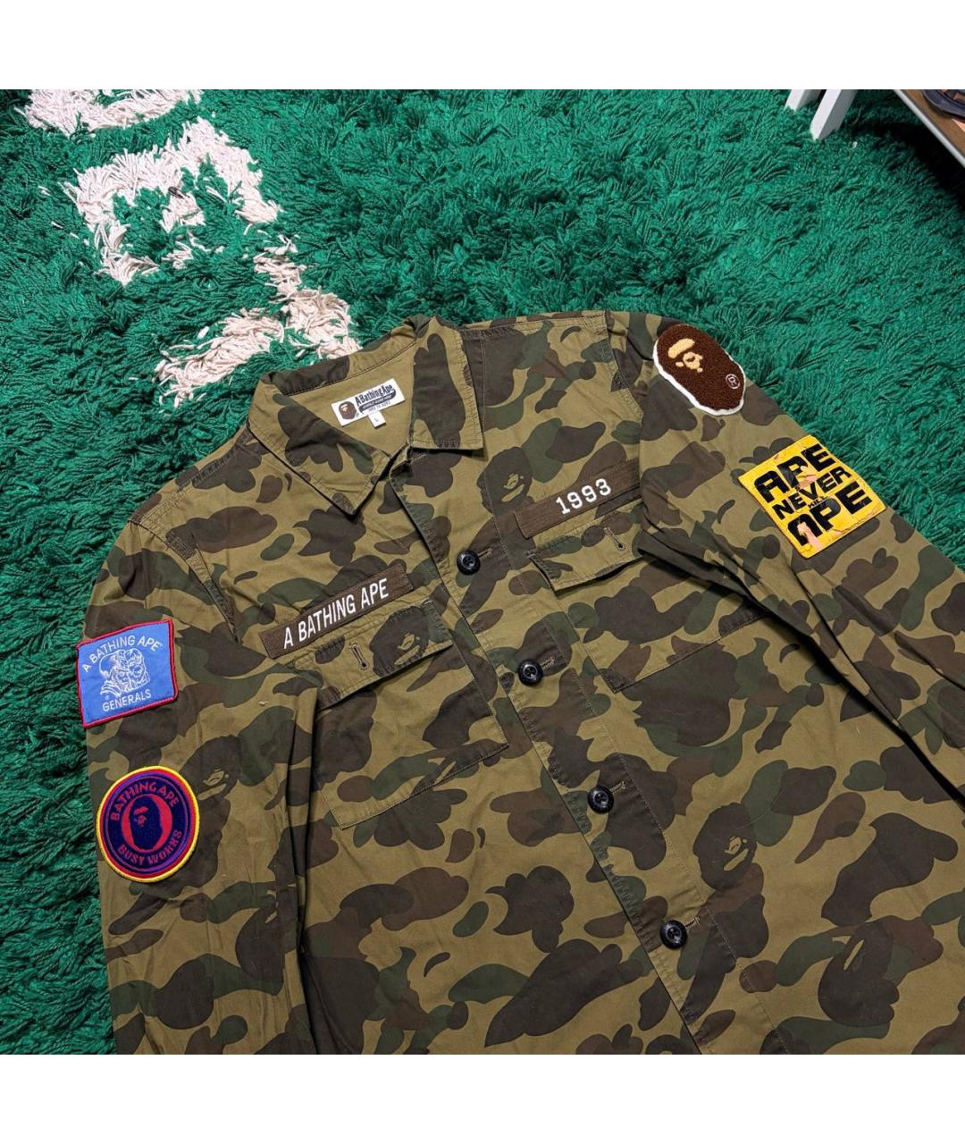 BAPE Хаки хлопковая футболка, фото 3