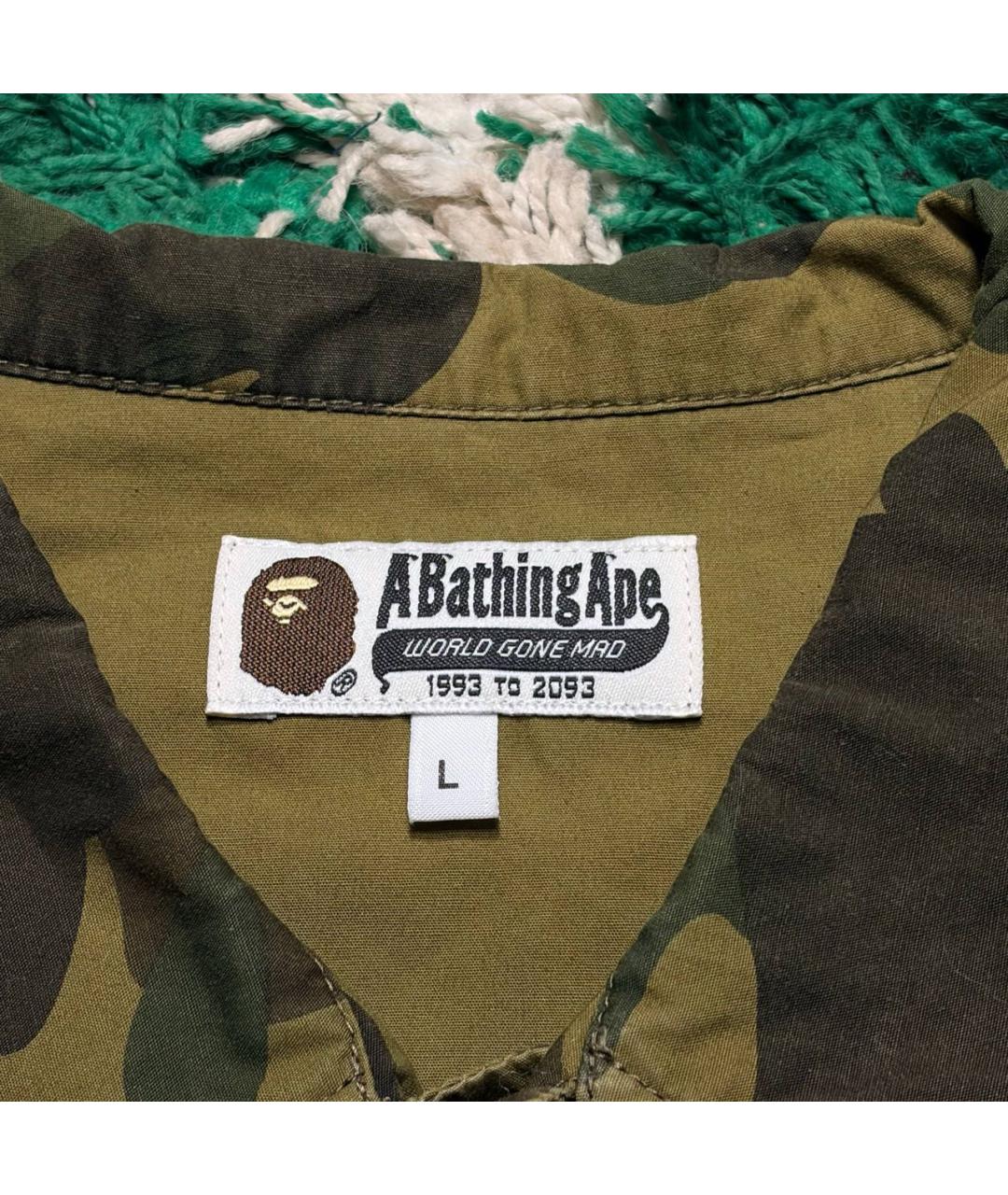 BAPE Хаки хлопковая футболка, фото 4