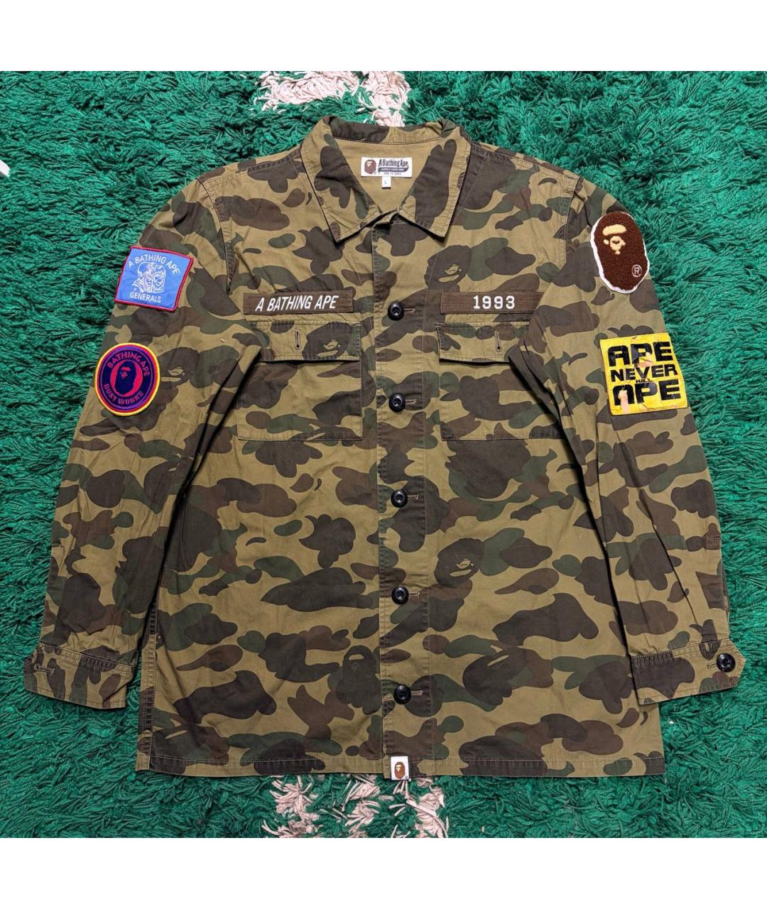 BAPE Хаки хлопковая футболка, фото 5