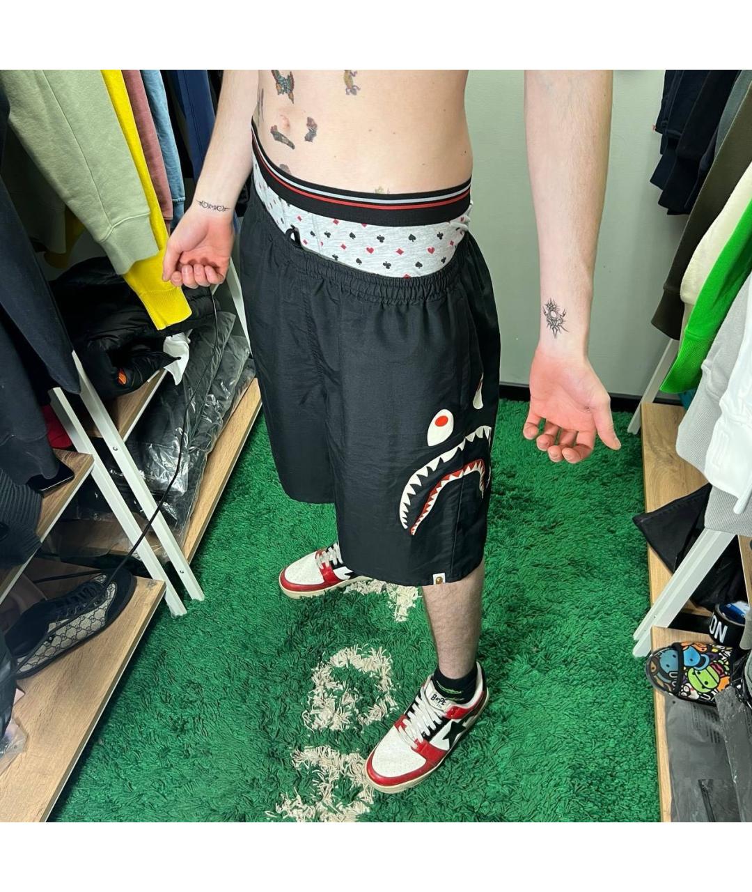 BAPE Черные полиэстеровые шорты, фото 4