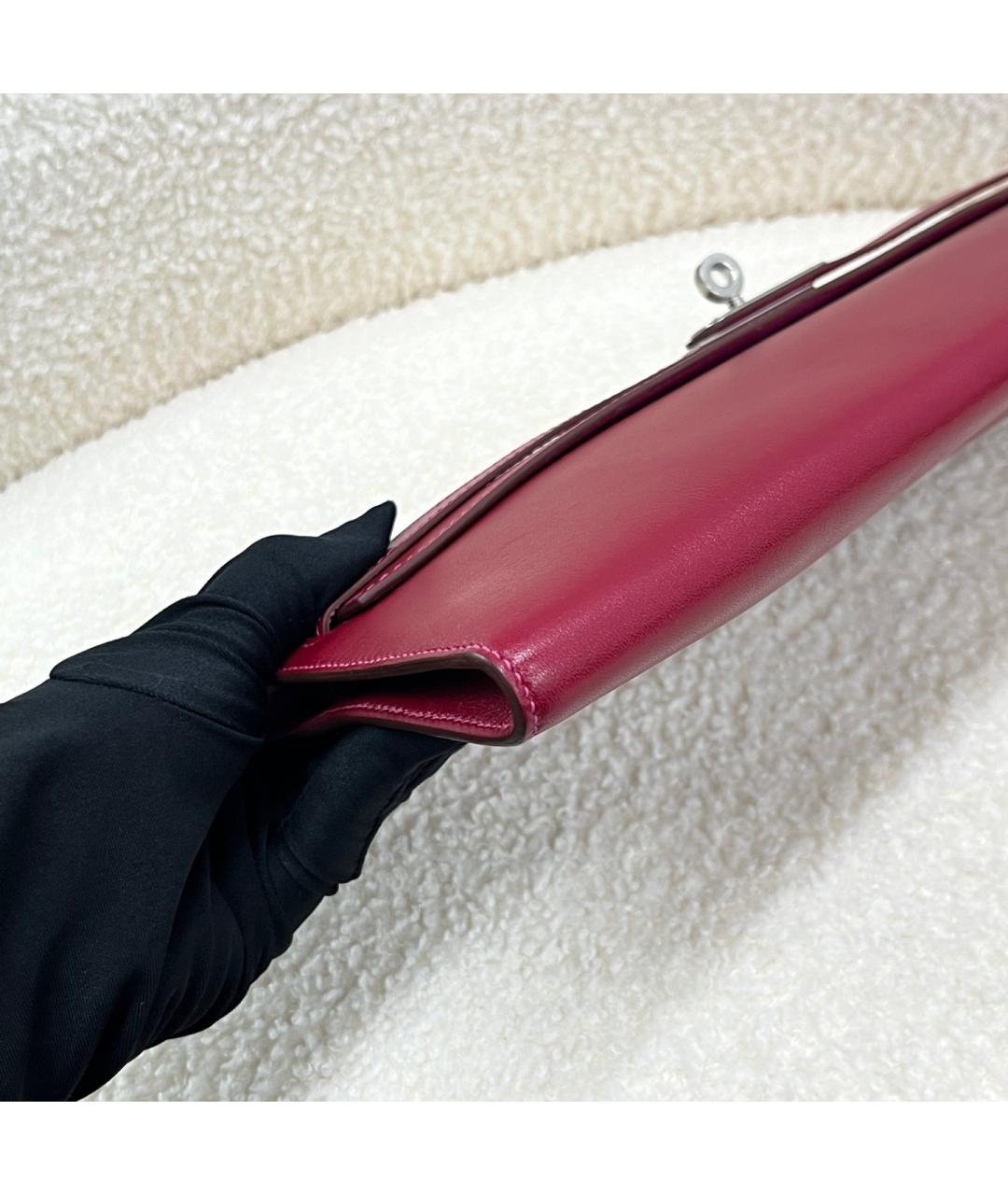 HERMES Красная кожаная сумка с короткими ручками, фото 5