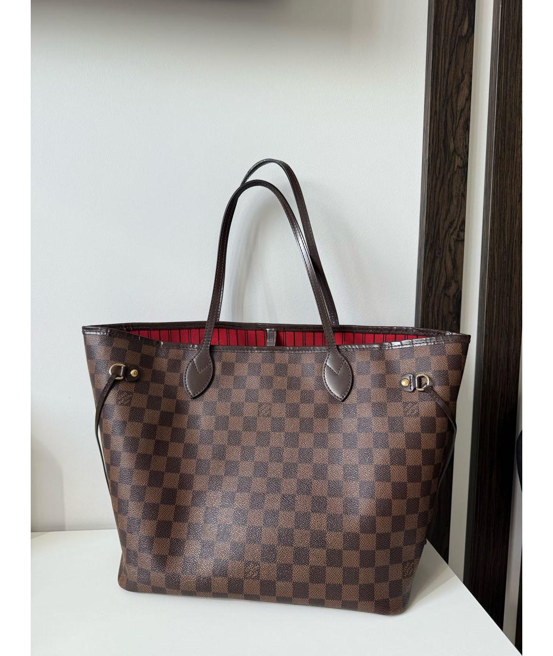 LOUIS VUITTON Коричневая кожаная сумка тоут, фото 3