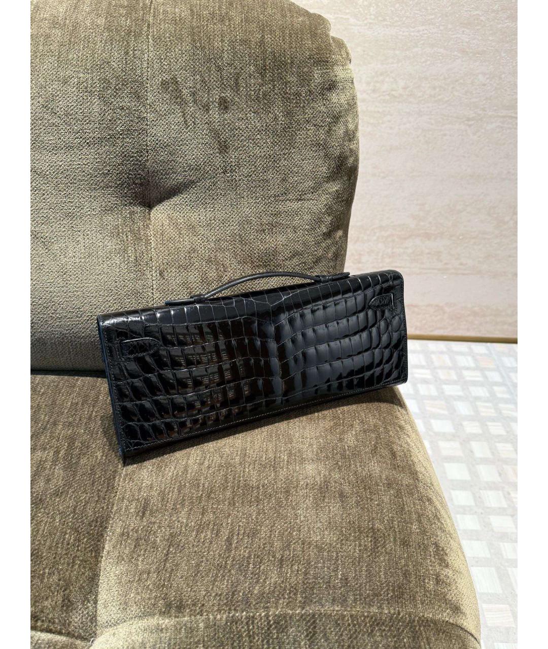 HERMES Черная кожаная сумка с короткими ручками, фото 3