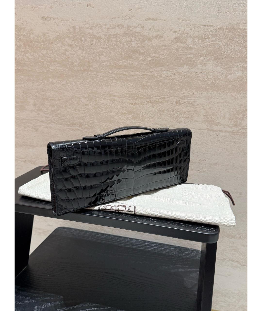 HERMES Черная кожаная сумка с короткими ручками, фото 5