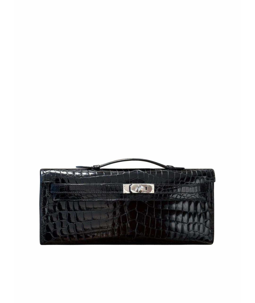 HERMES Черная кожаная сумка с короткими ручками, фото 1