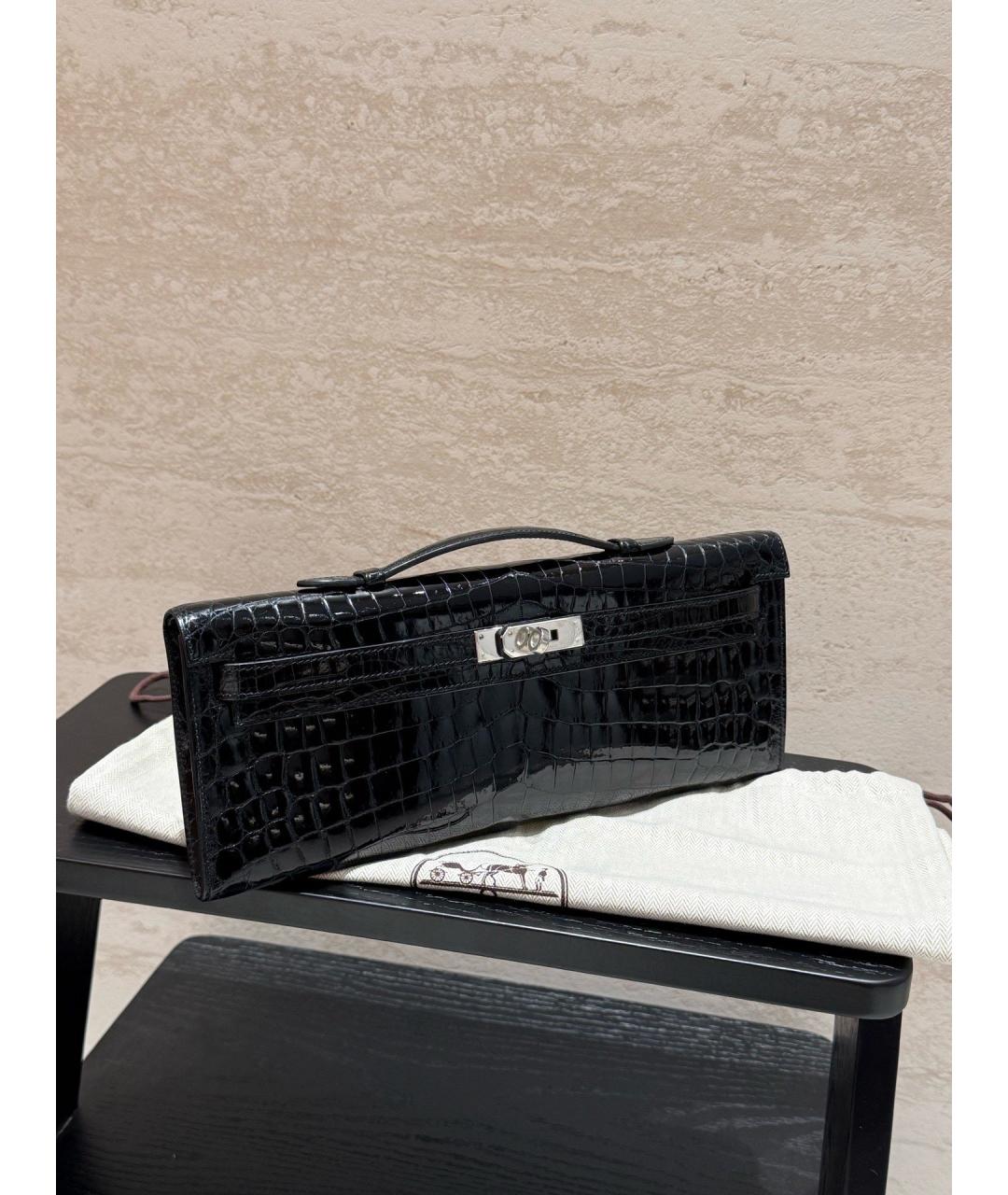 HERMES Черная кожаная сумка с короткими ручками, фото 6