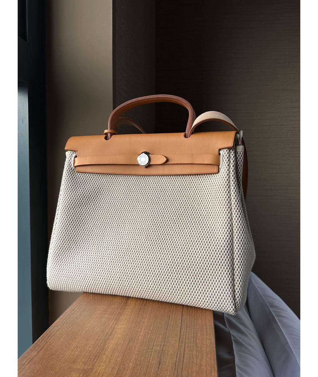 HERMES Бежевая кожаная сумка через плечо, фото 8