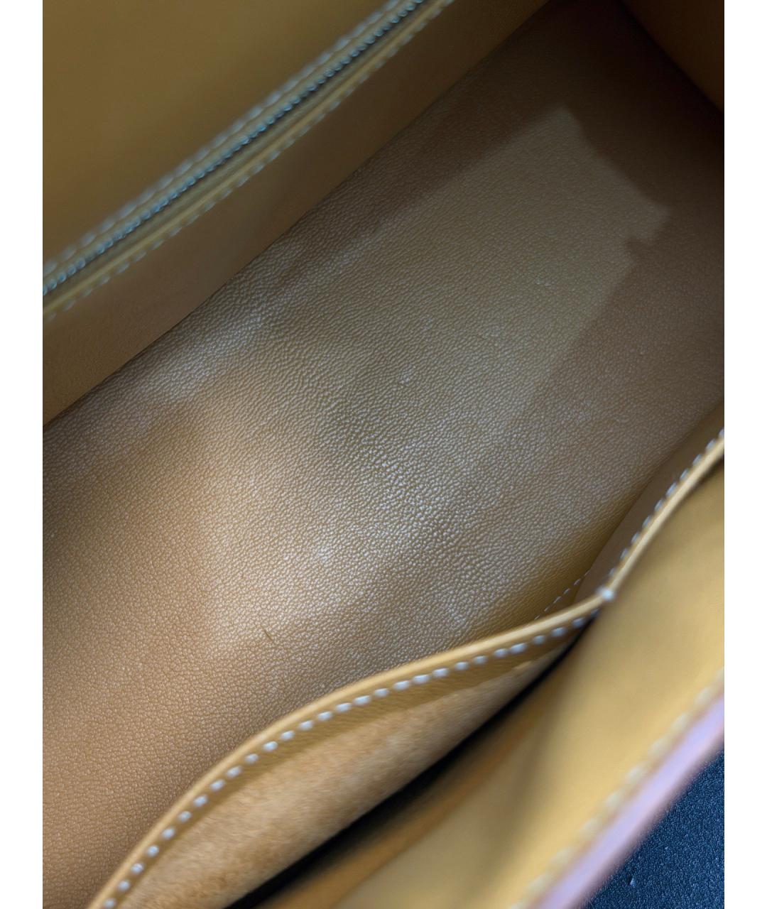 HERMES Желтая кожаная сумка с короткими ручками, фото 7