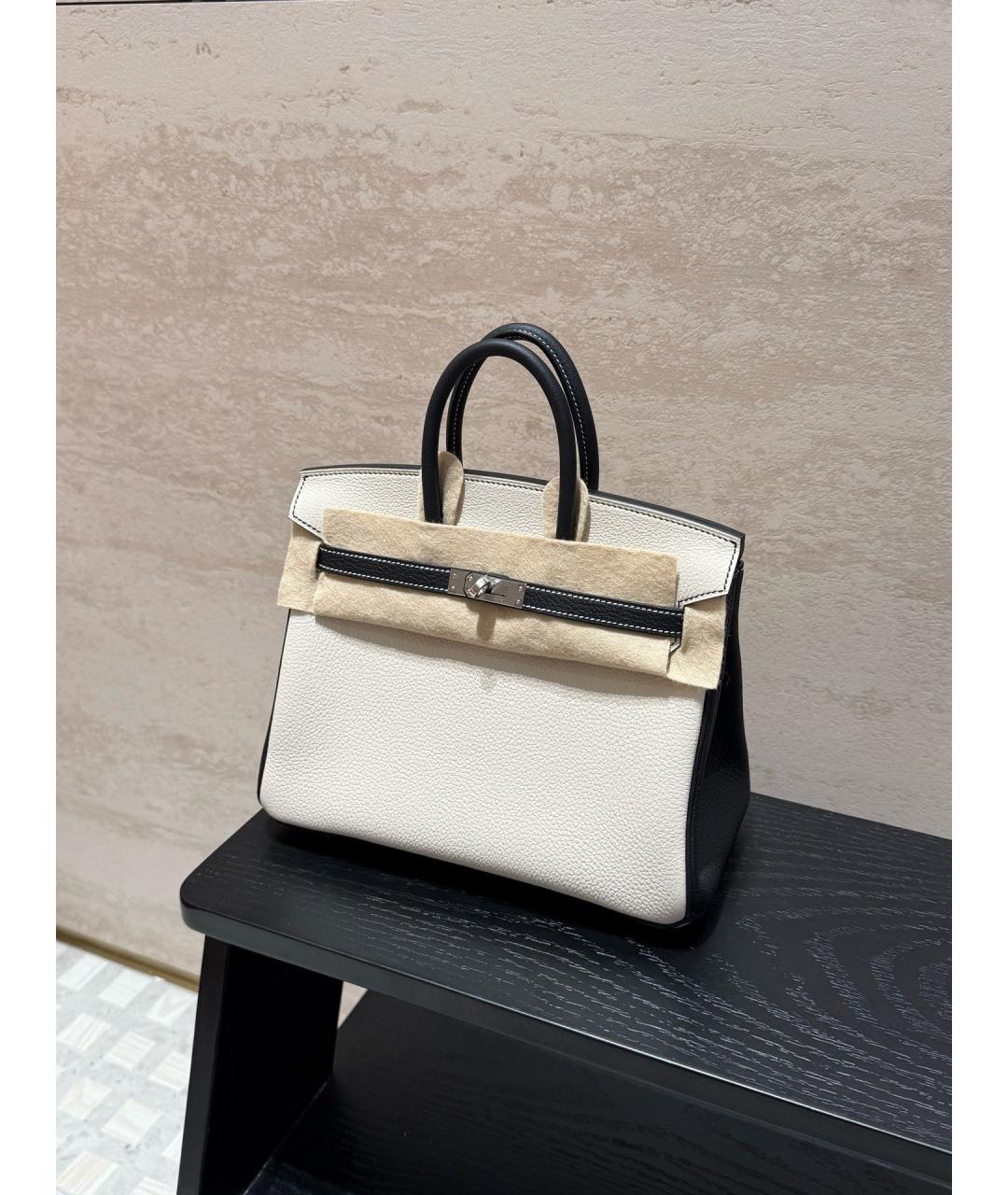 HERMES Белая кожаная сумка с короткими ручками, фото 2