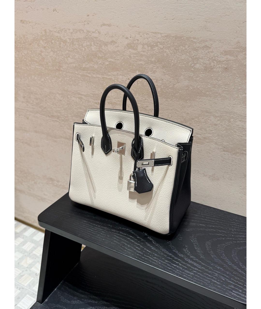 HERMES Белая кожаная сумка с короткими ручками, фото 5