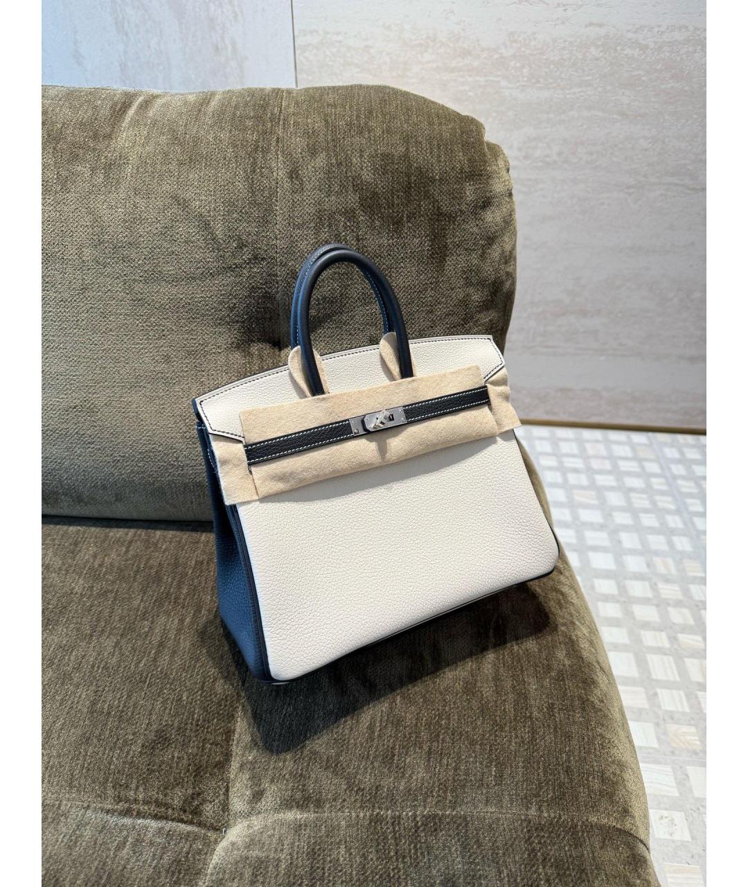 HERMES Белая кожаная сумка с короткими ручками, фото 7