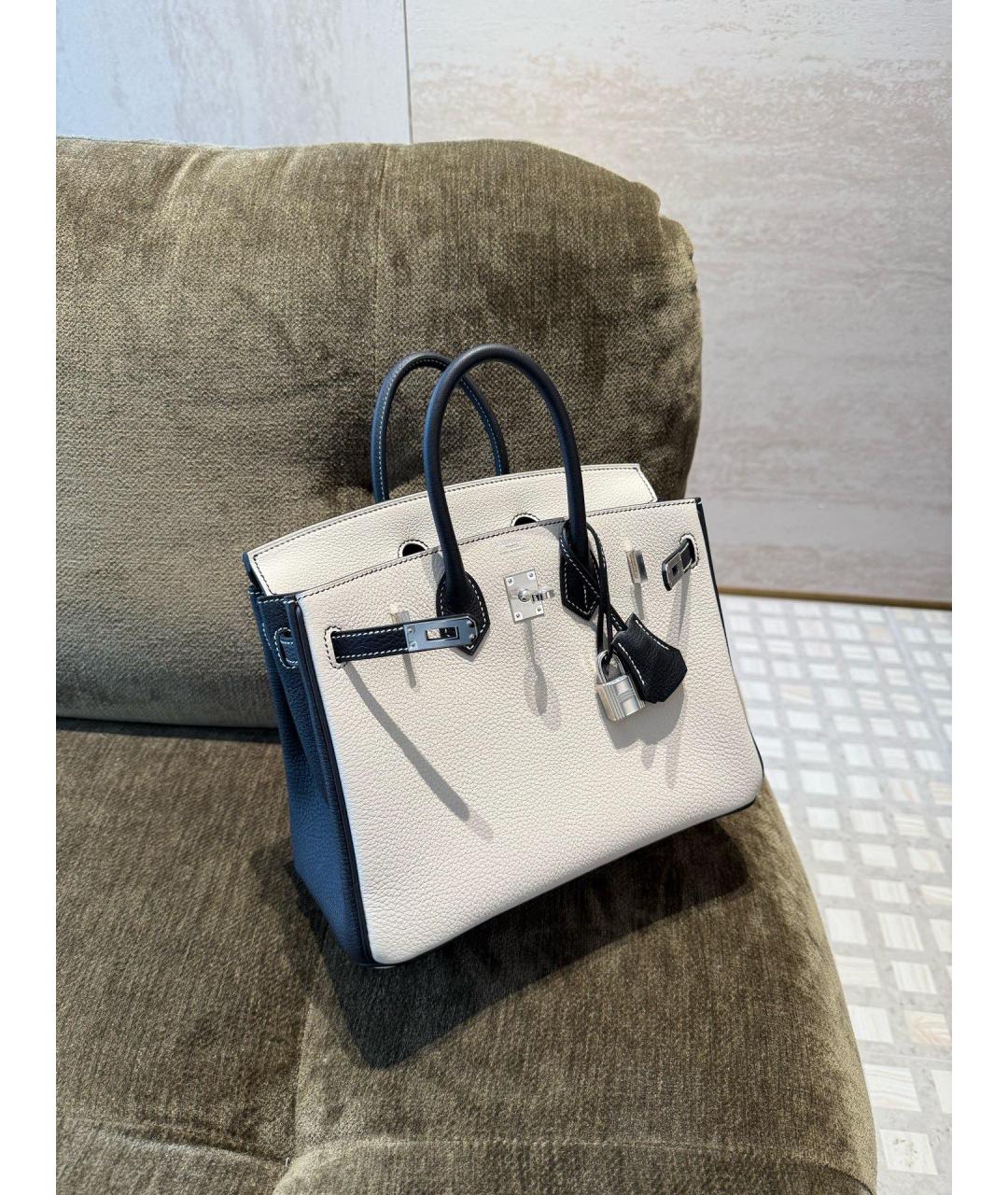 HERMES Белая кожаная сумка с короткими ручками, фото 3