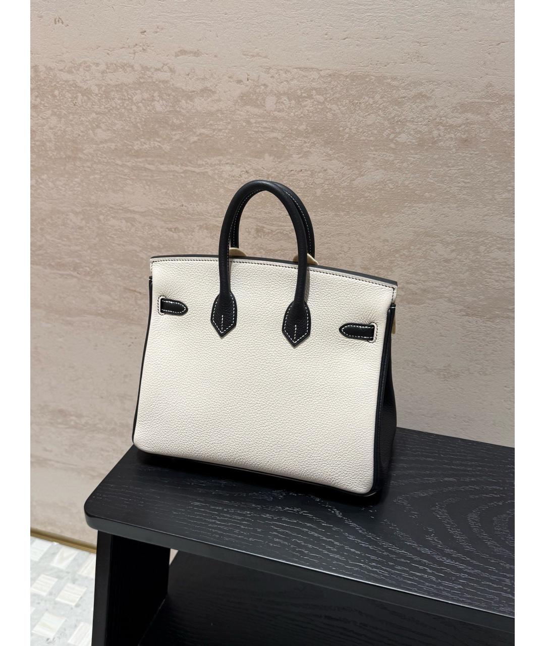 HERMES Белая кожаная сумка с короткими ручками, фото 6
