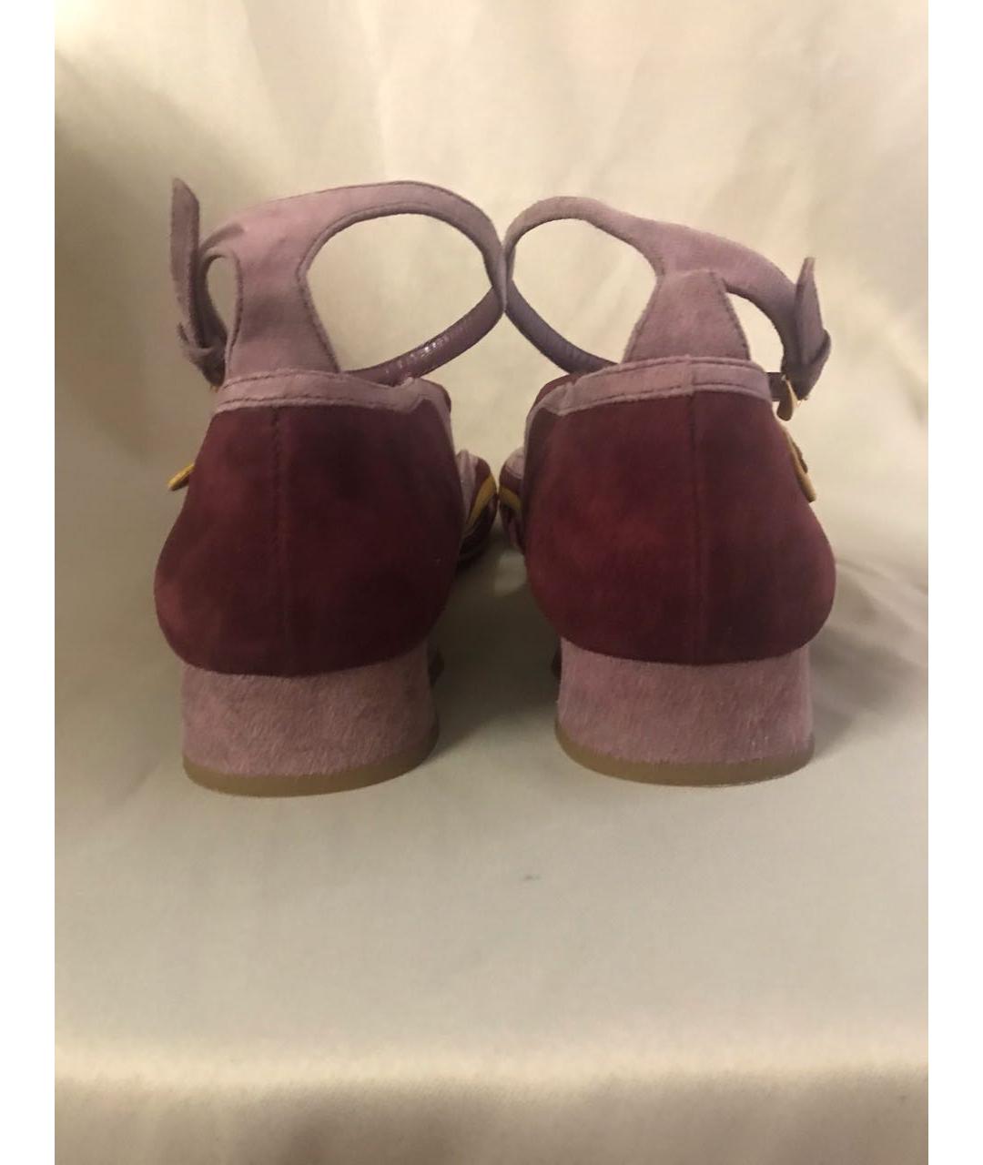 PRADA Бордовые замшевые босоножки, фото 4