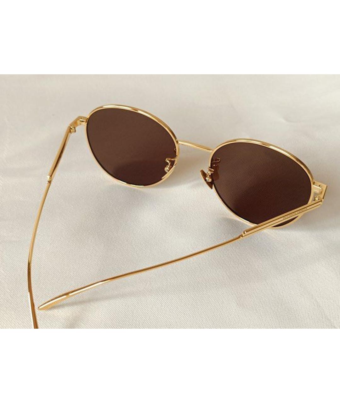 BOTTEGA VENETA Коричневые металлические солнцезащитные очки, фото 3