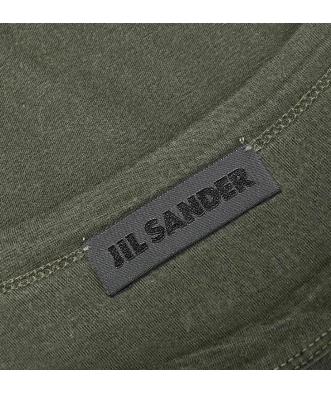 JIL SANDER Зеленая хлопковая футболка, фото 4
