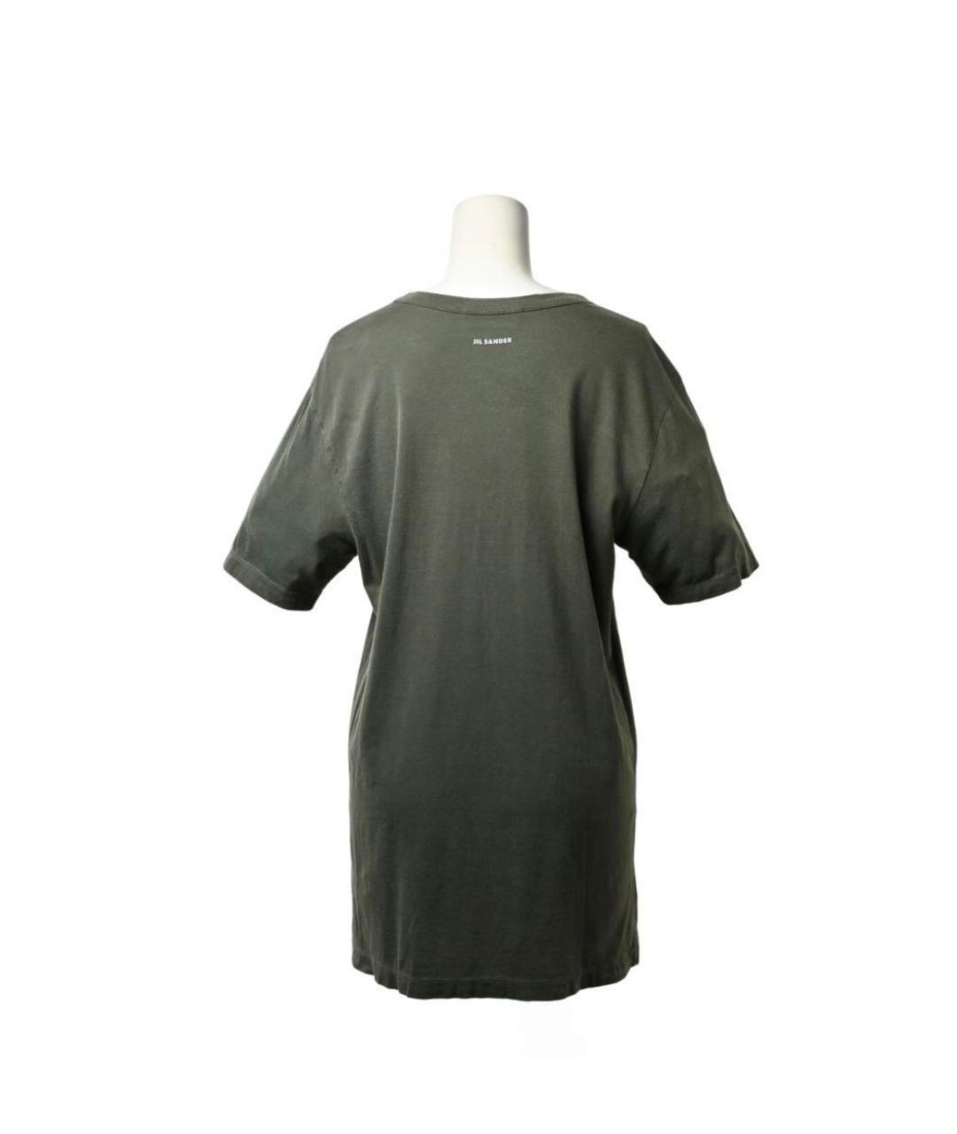 JIL SANDER Зеленая хлопковая футболка, фото 2