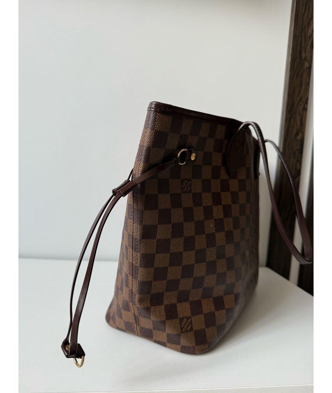 LOUIS VUITTON Коричневая кожаная сумка тоут, фото 7