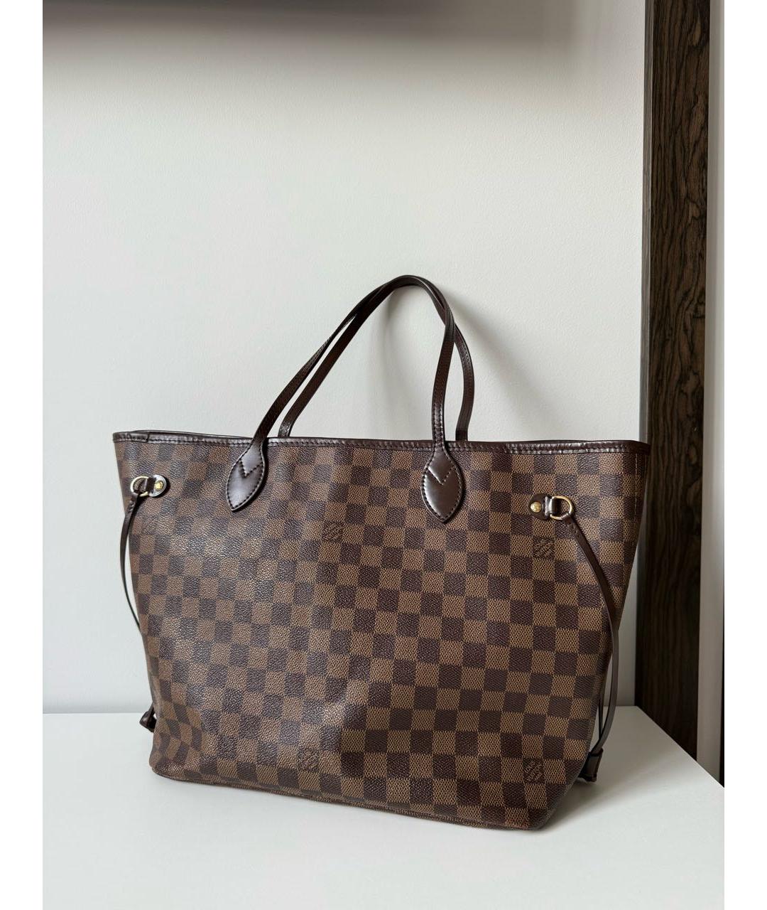 LOUIS VUITTON Коричневая кожаная сумка тоут, фото 3