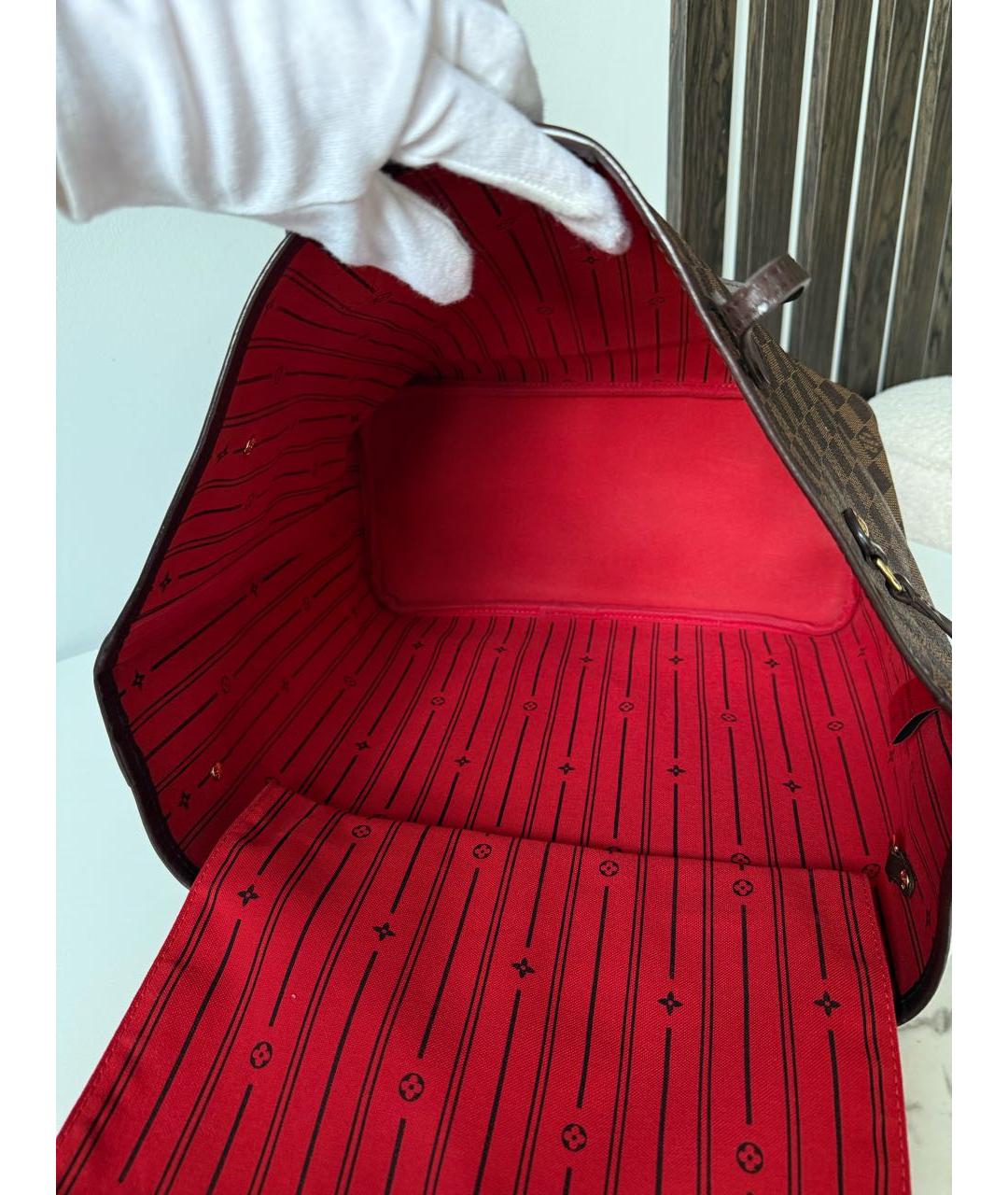 LOUIS VUITTON Коричневая кожаная сумка тоут, фото 8