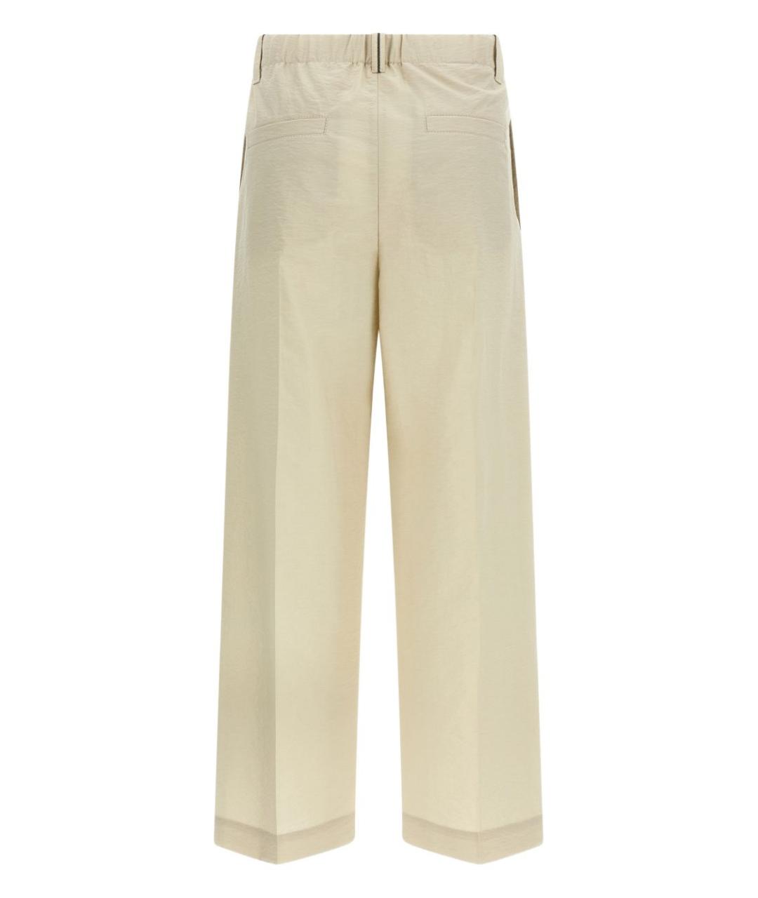 BRUNELLO CUCINELLI Бежевые хлопковые прямые брюки, фото 3