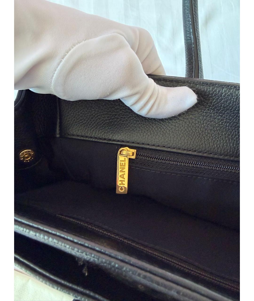 CHANEL Черная кожаная сумка тоут, фото 8