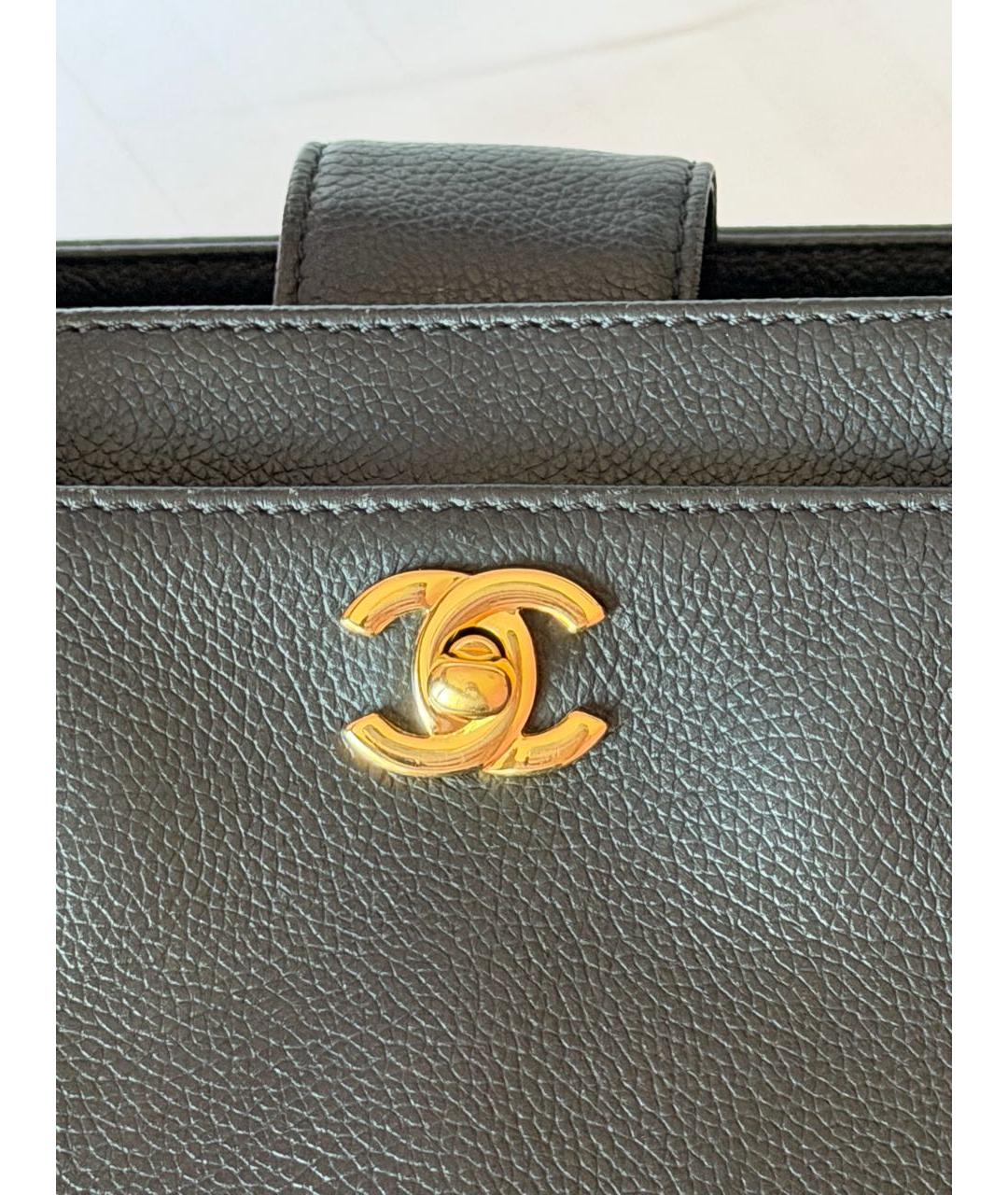 CHANEL Черная кожаная сумка тоут, фото 6